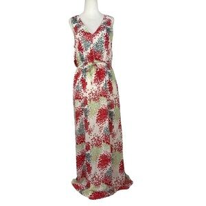 LUCKY BRAND MAXI MULTI‎ COLOR FLORAL PRINT DRESS